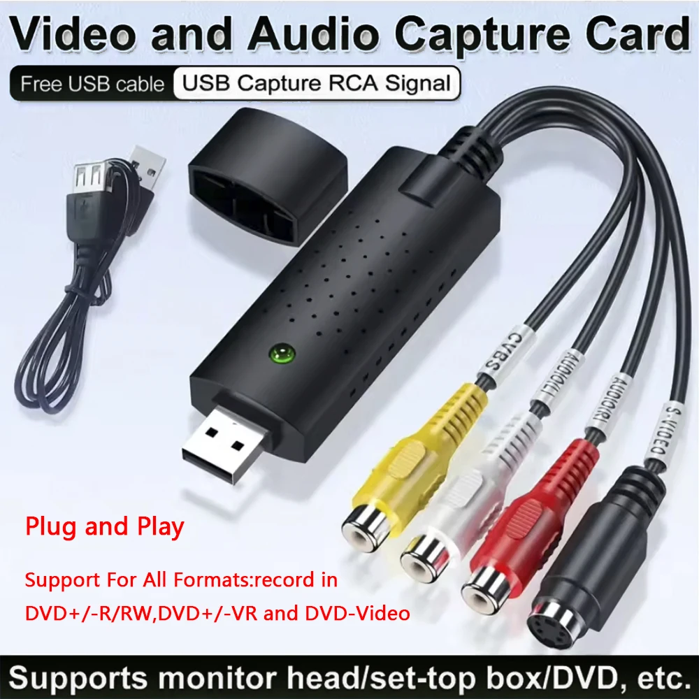 

Plug & Play USB Video Capture Card Adapter - Digitize VHS, TV, Camcorder to Digital File with S-Video to USB 2.0 Converter