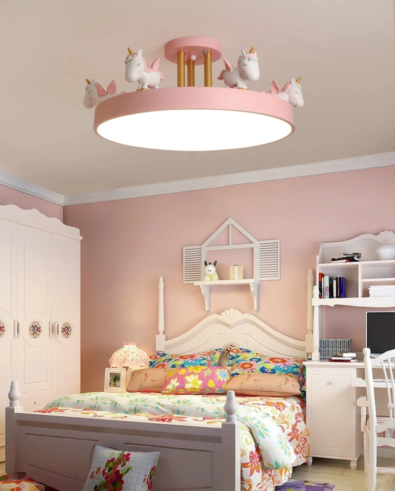 Imagem -05 - Quarto das Crianças Agradável Criativo Cavalo Personalidade Unicórnio Meninos Meninas Quarto Escandinavo Moderno e Minimalista Lâmpada de Luz Leiling