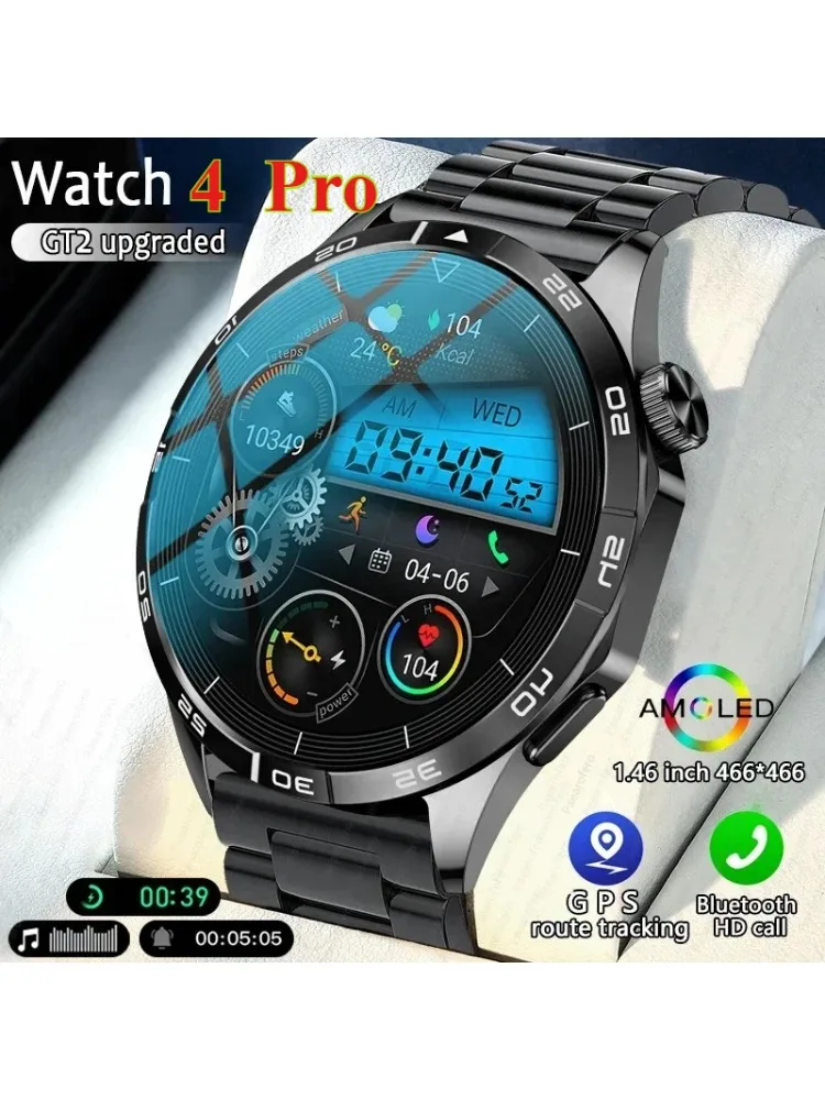 

2024 New Smart Watch for Men NFC GPS Tracker AMOLED 466*466 HD Screen Heart Rate Bluetooth Call Man Smartwatch for GT4 Pro