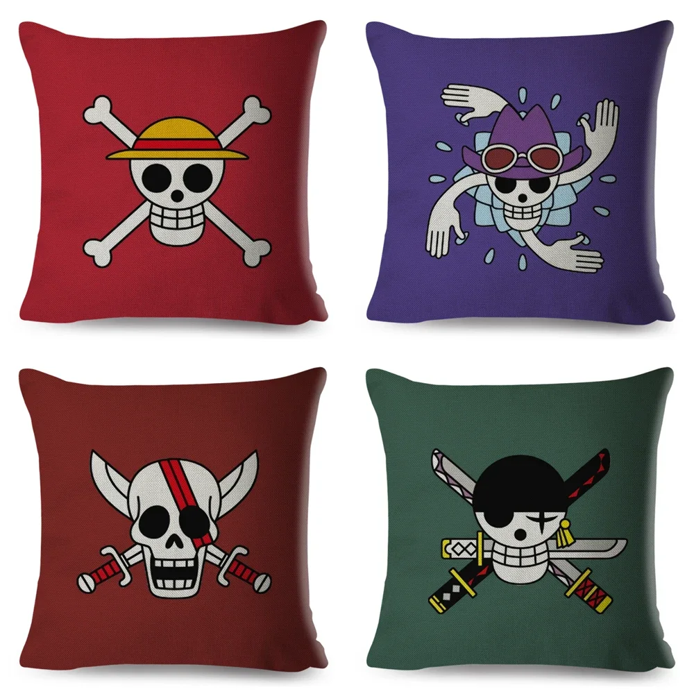 Japan Anime Pillow Case Decor One Piece Luffy Cartoon Pillowcase Polyester Cushion Cover for Sofa Home Car Chidren Room 45x45cm