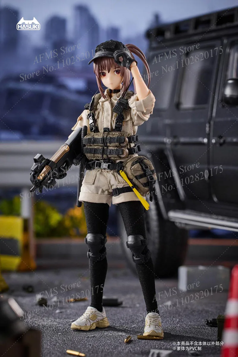 HASUKI PA006 1/12 Scale Collectible Figure Guard Bodyguard Cute Anime Fighting Girl 6Inch Women Soldier Action Figure Model