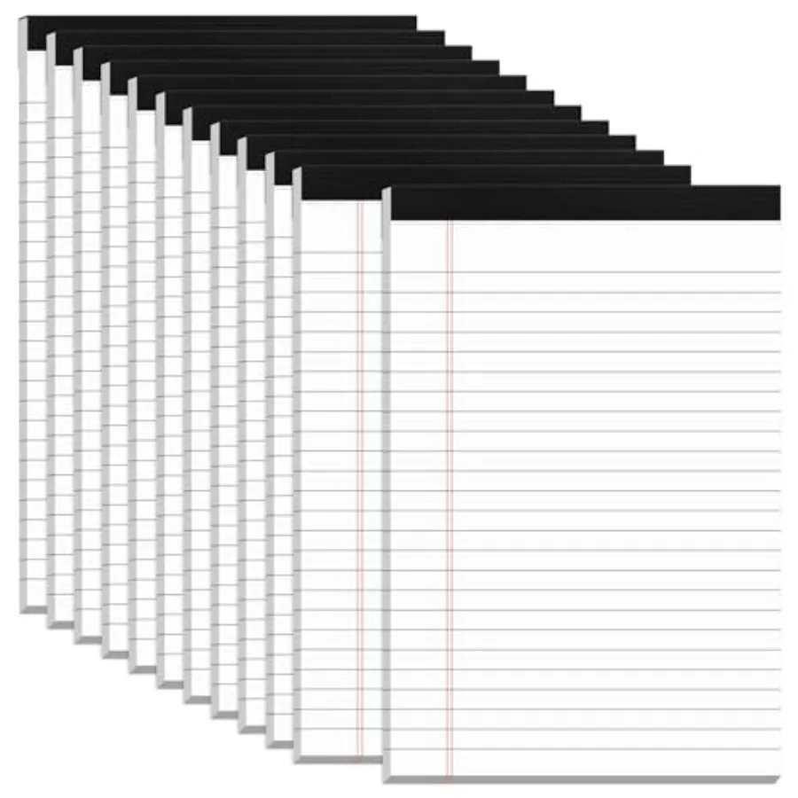 

12 Pack Note Pads 5x8, Small Legal Pads 5x8 Writing Paper for Work, Mini Notepads College Ruled Paper with Sturdy Back 25 Lines