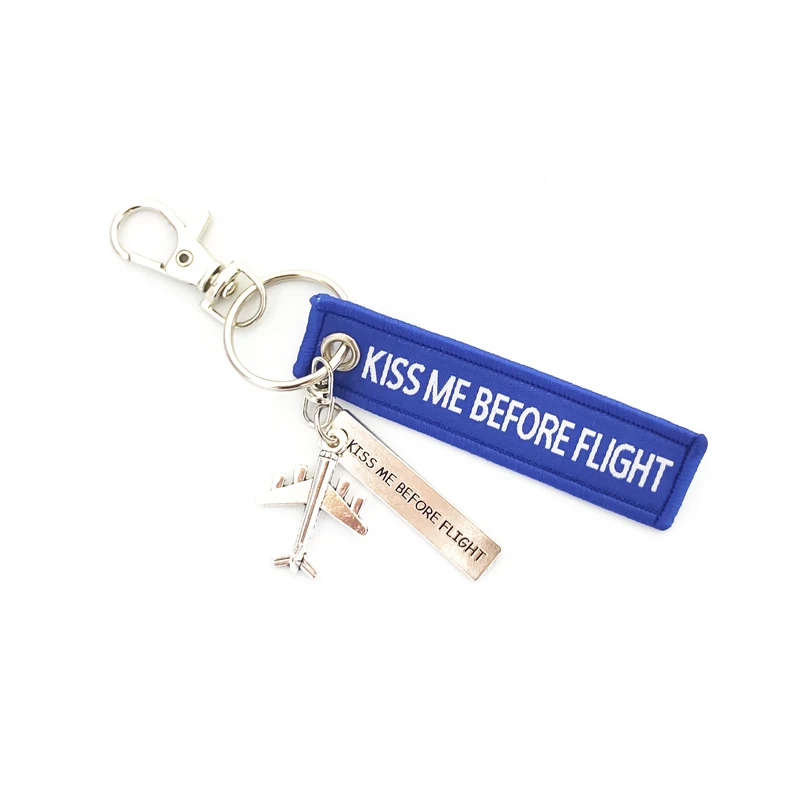 Flight Keychain Set kiss me before flight crew drive safe Aircraft metal carving DIY Pendant