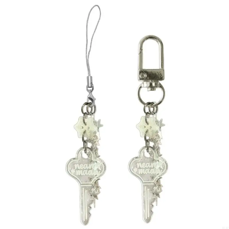 91AF Intricately Engraved Snowflake Keychain Phone Lanyard ChainEnsuring Durability and Beauty for Key Organization Needs