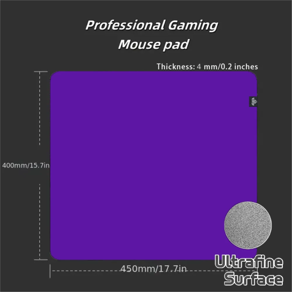 

40X45CM Purple E-Sport Gaming Mousepad, Textured Smooth Ultrafine Surfa Desk Mat Non-slip Rubber Base, Anti-Fray Edge Stitching