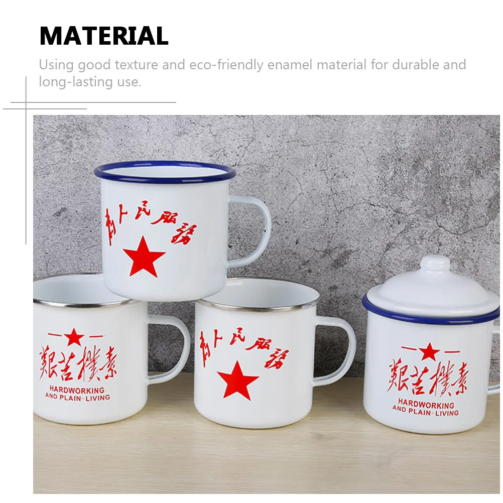 

2pcs Vintage Enamel Tea Cup Retro Chinese Style Household Drinking Mug For Office Party Gift Juice Coffee Water