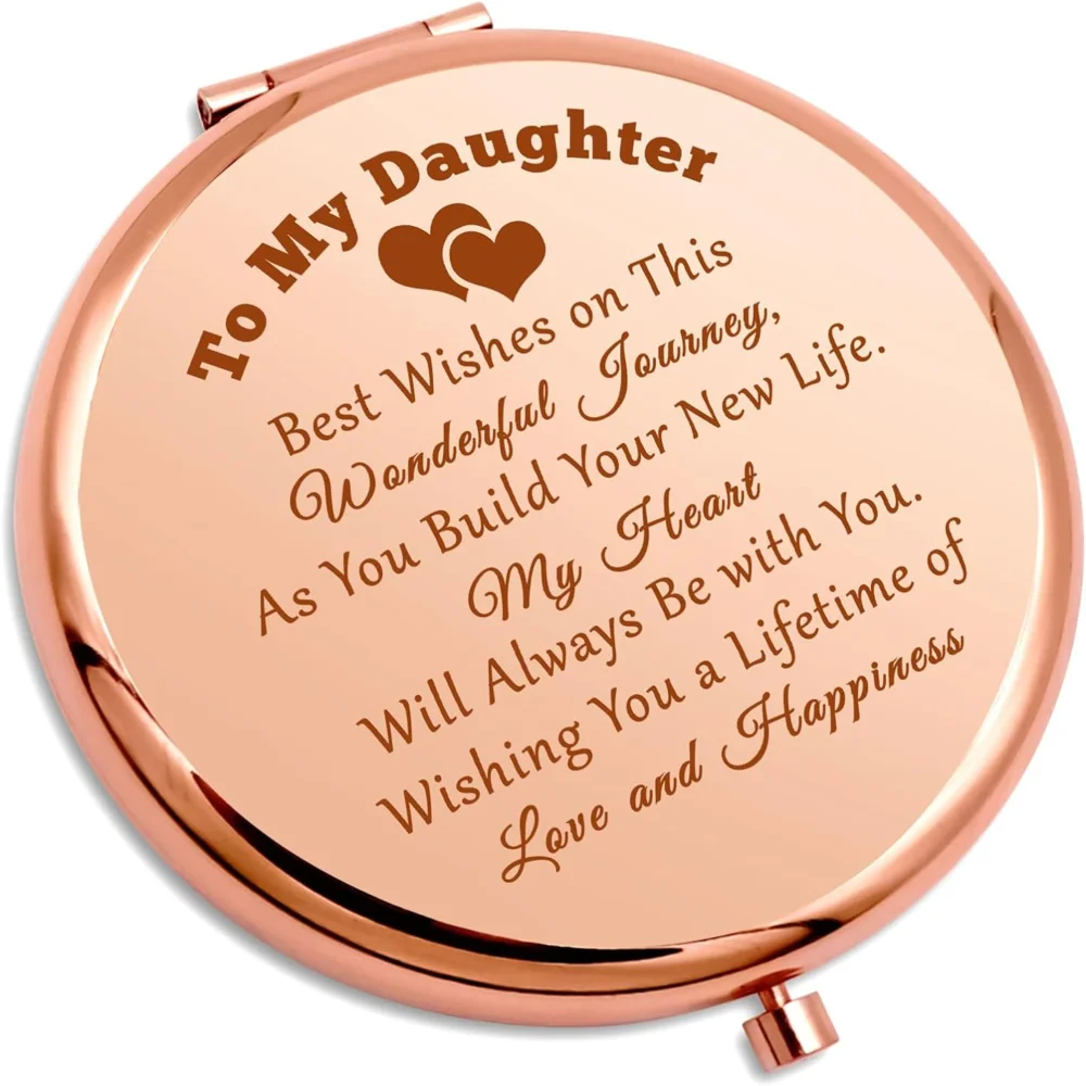 Daughter Inspirational Compact Mirror for Girls From Mom Daughter Graduation Gifts Folding Bonus Birthday Wedding Party Favor