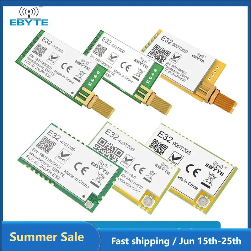 

Модуль LoRa EBYTE E32 серии UART SMD DIP 433 МГц 915 МГц 868 МГц 20 дБм 30 дБм IPEX/отверстие для штампа Беспроводной модуль SMA-K