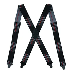 MELOTOUGH 1.5-inch X-shaped plastic NO buzz plastic clip fully elastic with leather patch Airport Friendly Suspenders