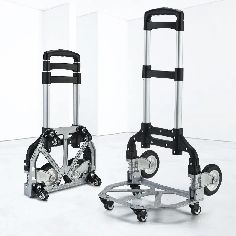 

Aluminum Portable Folding Hand Truck Dolly Cart With Basket Heavy-Duty Hand Carts for Shopping ,Home, Auto