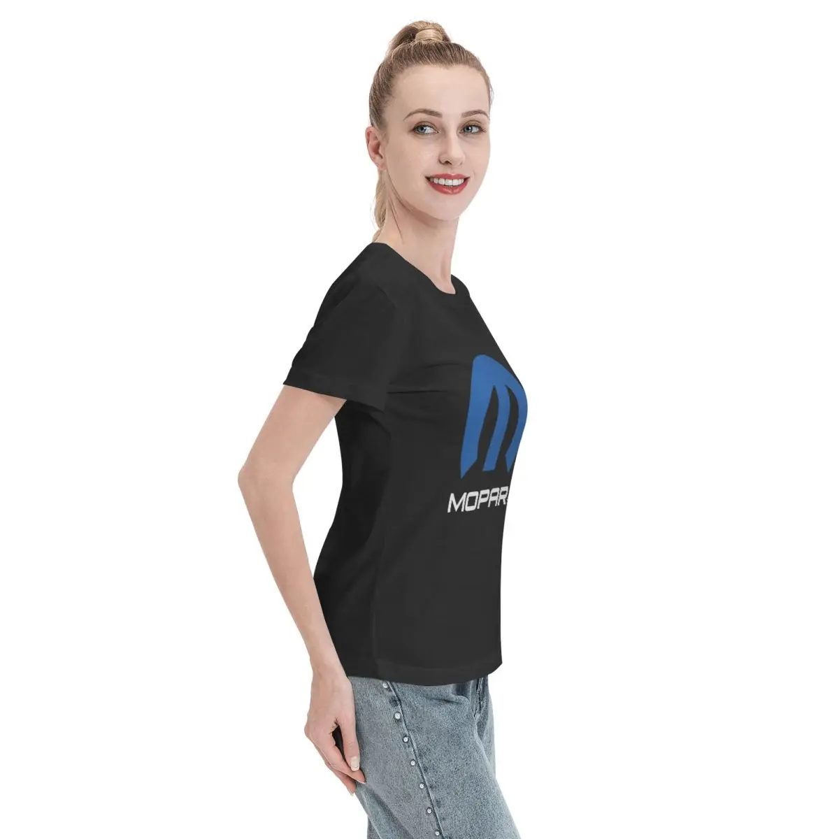 Mopar Black Logo American Trucker T-Shirt for Women Round Neck Streetwear T Shirts Women's Tees Short Summer Clothes Tops