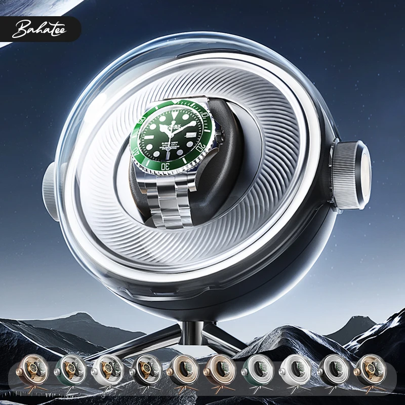 

Watch Winder for Automatic Watches Carbon Fiber Quiet Motor Breathing Light Stretch Pillow Anti Magnetic USB Battery Dual Mode