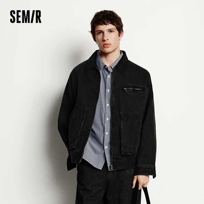 

Мужская джинсовая рабочая одежда Semir, хлопковый топ в стиле ретро Detroit, осень-зима 202, повседневная уличная мужская одежда
