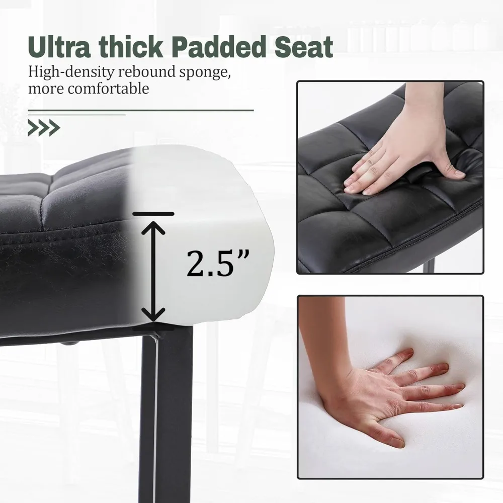 Set mit 3 modernen Barhockern für die Küchentheke, 61 cm hoch, rückenfrei, mit Kunstlederpolsterung für stilvolles Esszimmer