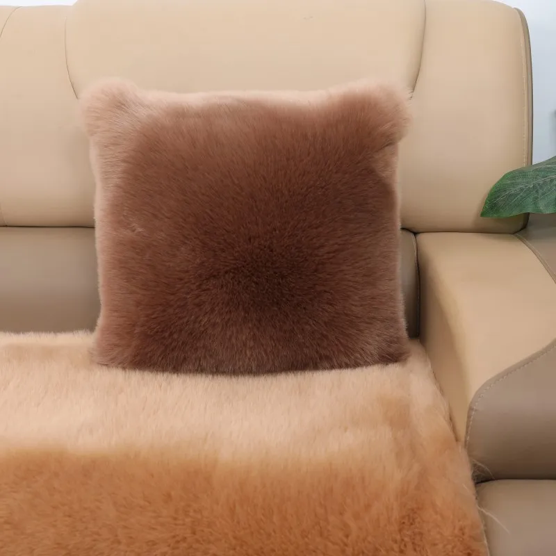 Faux Fox Fur Plush Cushion - Ideal for Sofa, Bedside, & Chair - Winter Home Decor Pillow