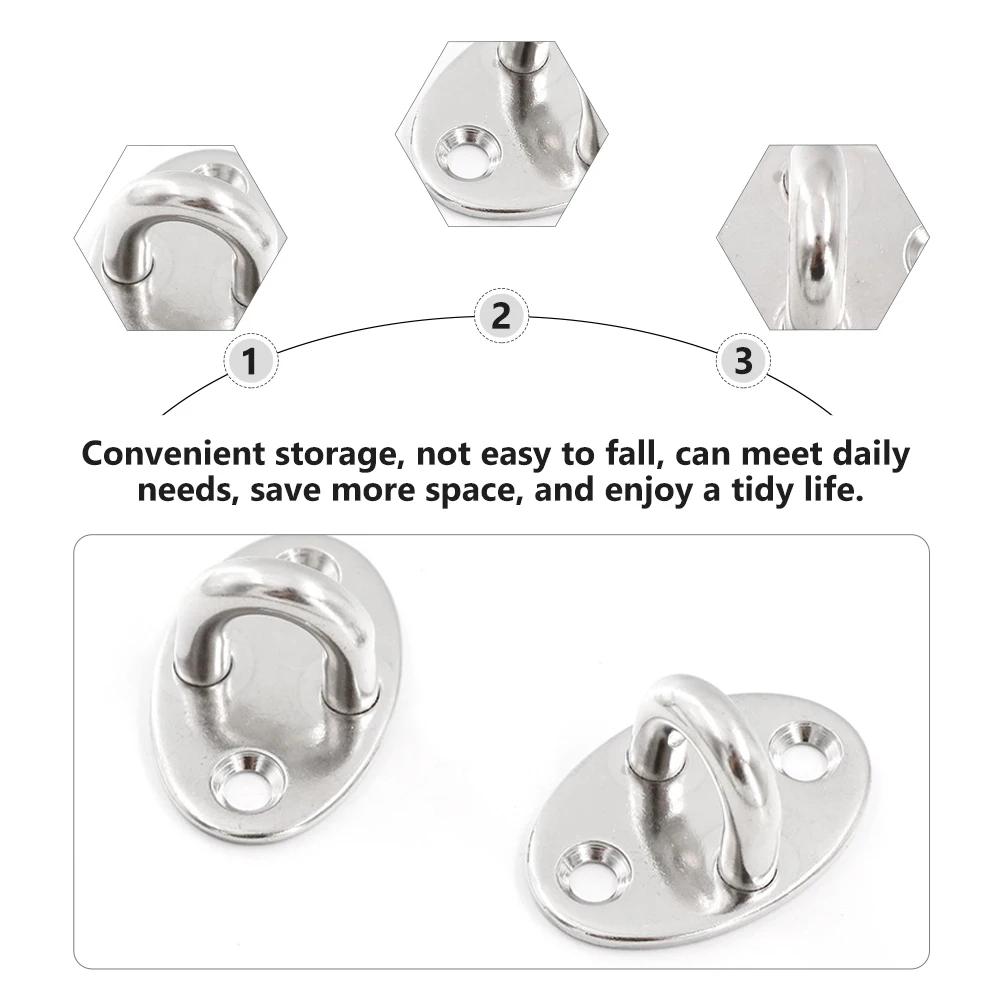 

10pcs Duty Stainless Steel Hooks Load-bearing Wall Mountable Hangers Storage Ring Hook Fixed Pull Ring Hook For Home Use