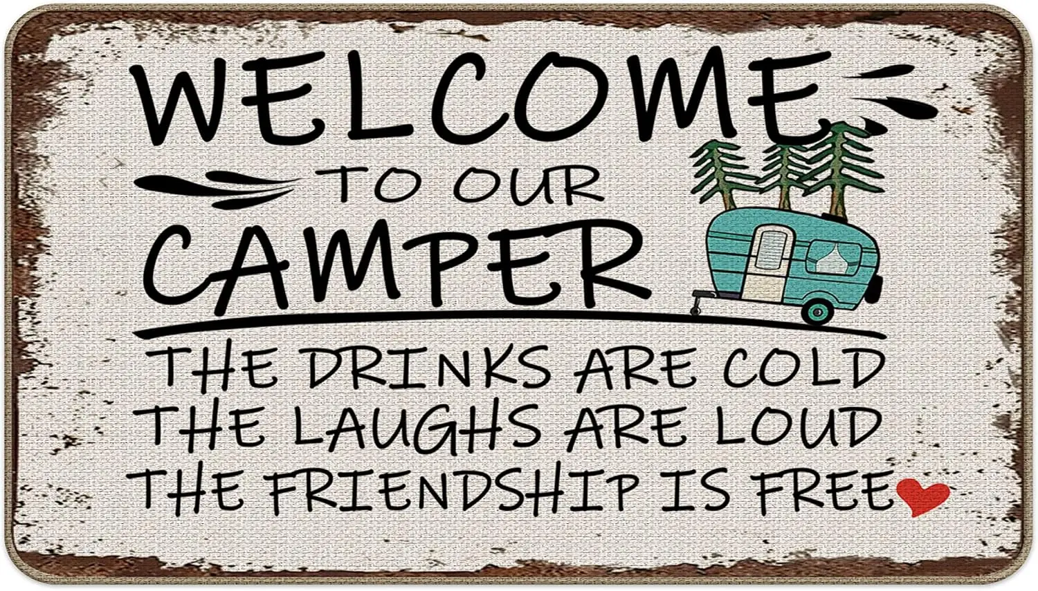 Rustic Welcome Mat Doormat Camper Camping RV Outdoor Polyester Sign Decor Home Entrance Mat Boho Lifestyle Gift For Cabin Front