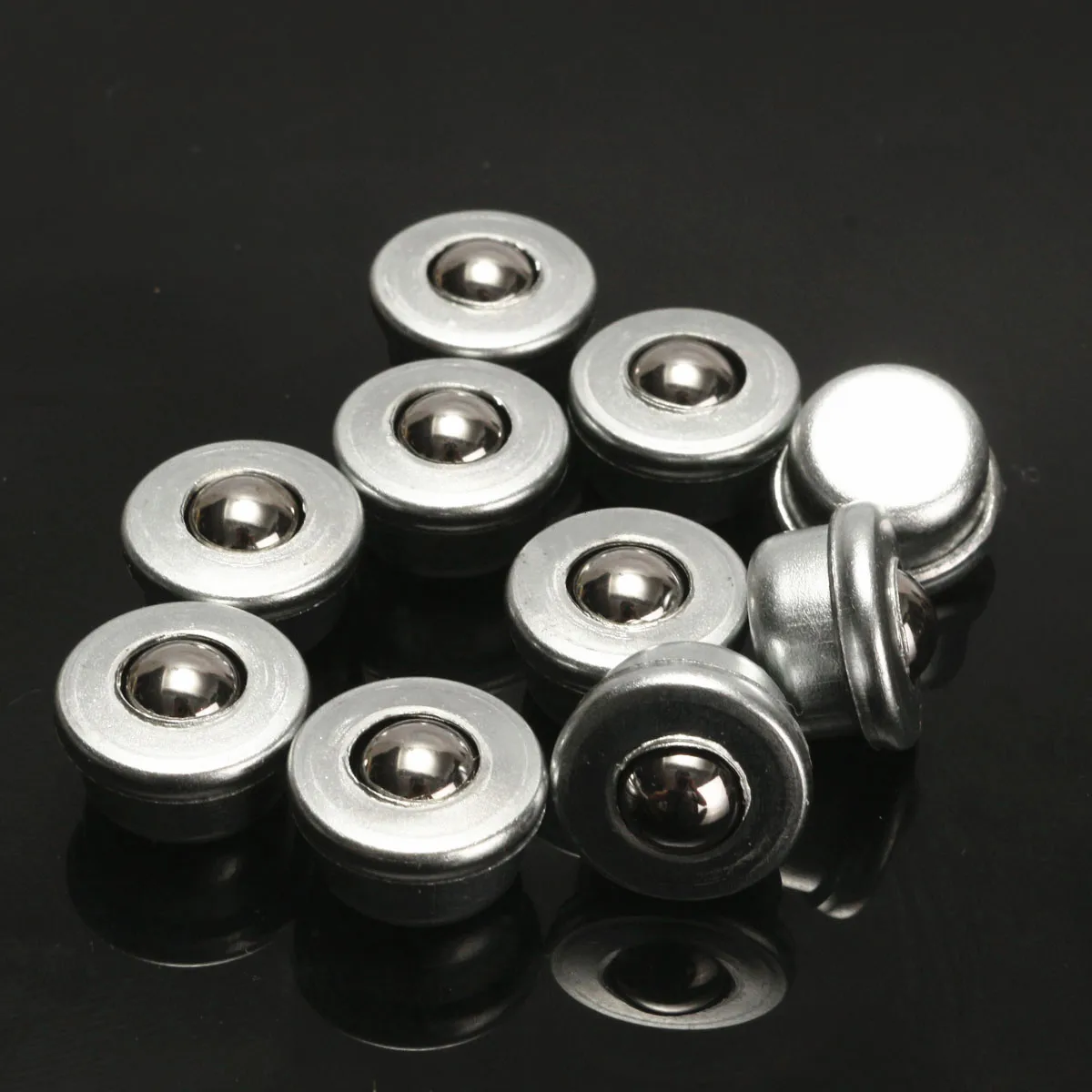 10Pcs 8mm CY-8H Metal Sliver Ball Transfer Bearing Unit Conveyor Roller Wheels Small Flat Round Eye Wheel Conveying Ball