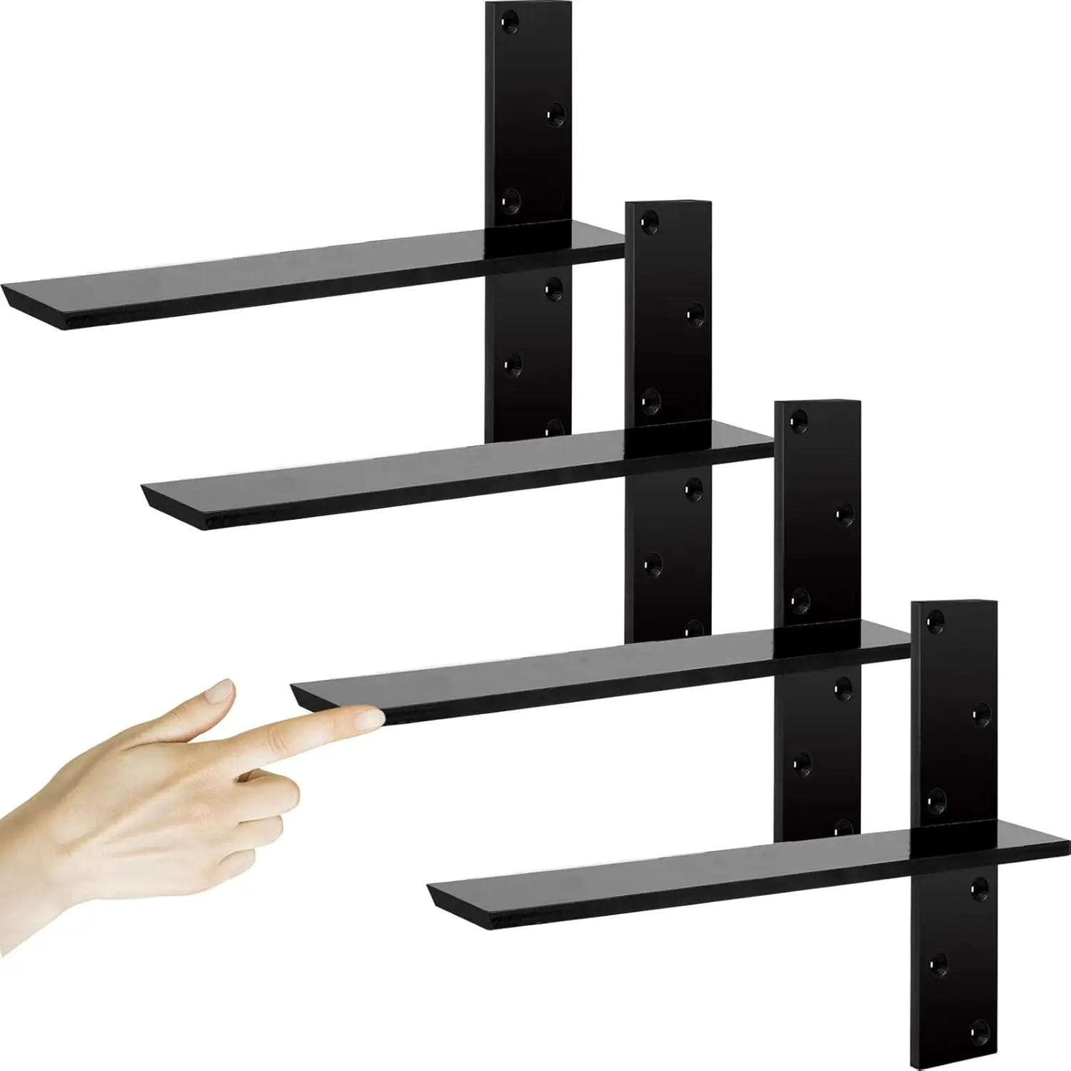 

3/8" Thick Heavy-Duty Floating Shower Bench Brackets -18" L x 2.5" W Wall Mount Bracket, Free Hanging T Shelf Support Brackets f