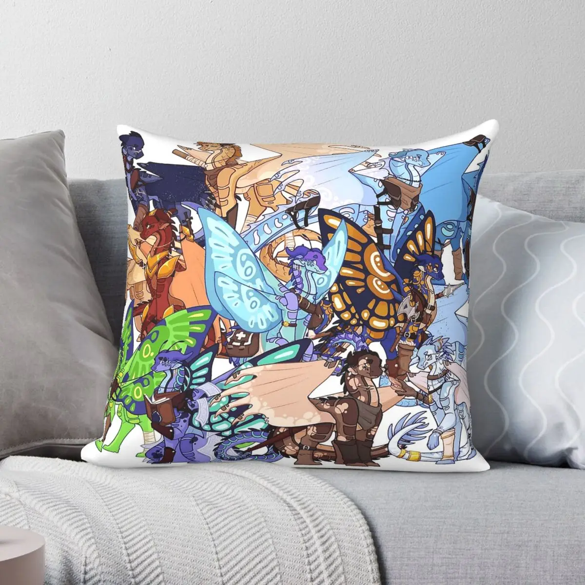 Wings Of Fire Square Pillowcase Polyester Linen Velvet Creative Zip Decorative Pillow Case Sofa Seater Cushion Cover
