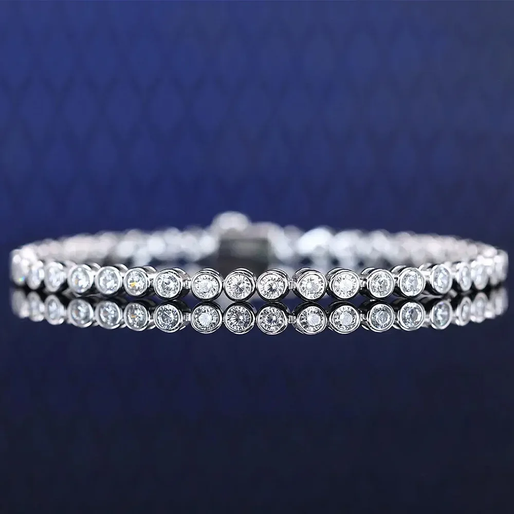 Handmade Moissanite Diamond Bangle Bracelet 100% Real 925 Sterling silver Wedding Bracelets For Women Bridal Engagement Jewelry