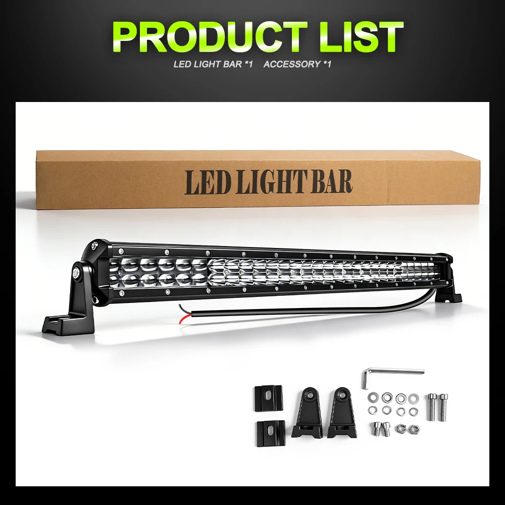 UNISHINE 15" 20" 24" 33" 42" Doppelreihige LED-Lichtleiste 6500K Spot-Flood-Kombinationsstrahl IP68 Wasserdicht für Offroad-Einsatz Lampen 4x4 Pickup SUV ATV UTV 12V 24V