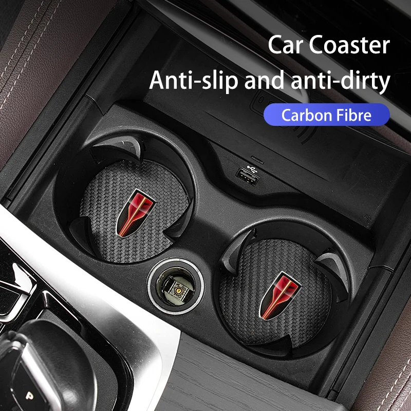 2Pcs Car Coaster Anti-noise Water Cup Pad Cushion For Hongqi H9 HS5 H5 H7 E-HS9 E115 HS7 LS7 2021 2022 2023