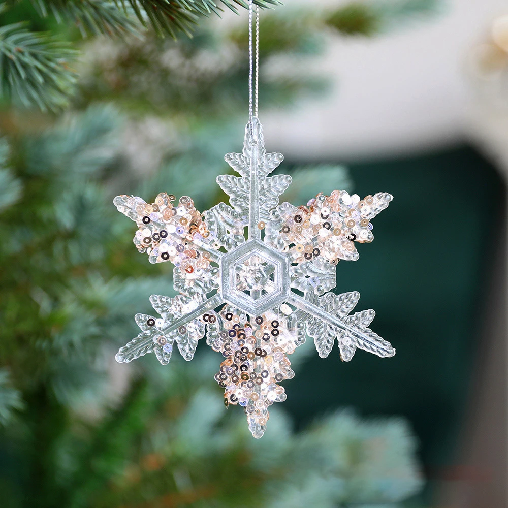 Christmas Tree Acrylic Pendants Snowflake-Shaped  Star Heart-Shaped Pigeon Ornaments Sticky Home Decorations Hanging Festival