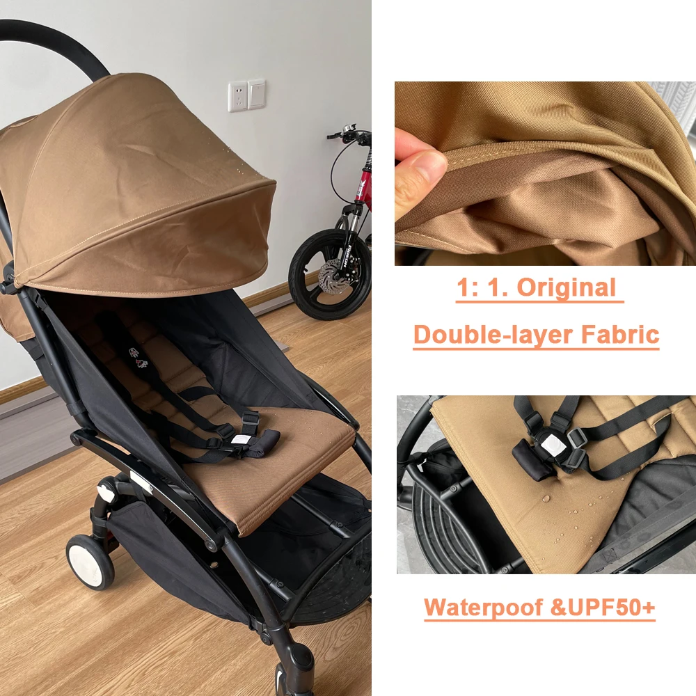 Stroller accessories Replacement Colth Set Compatible with YOYO,YOYO2 Stroller,Waterproof Double Lay 1:1 Original toffee Fabric