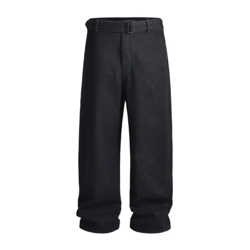 

HELLOMARCEL High Quality Wholesale Men Jean Pants Trousers High Street Wear Acid Wash Luxury Wide Leg Denim Pants