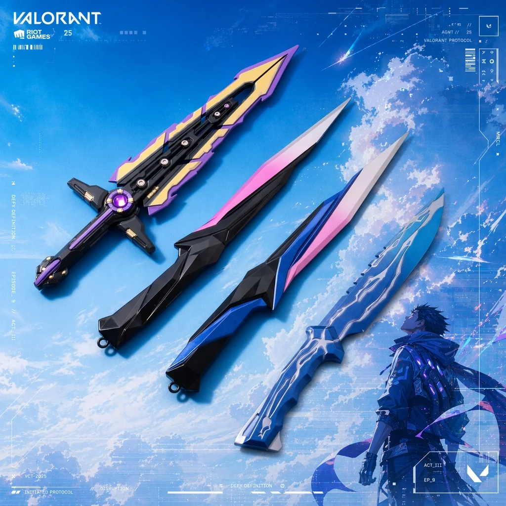 11.2inch Valorant Katana Anime Cosplay Prop Sword Ninja Knife Blade Sabre Multiple Styles Zinc Alloy Metal Miniature Toy Gift