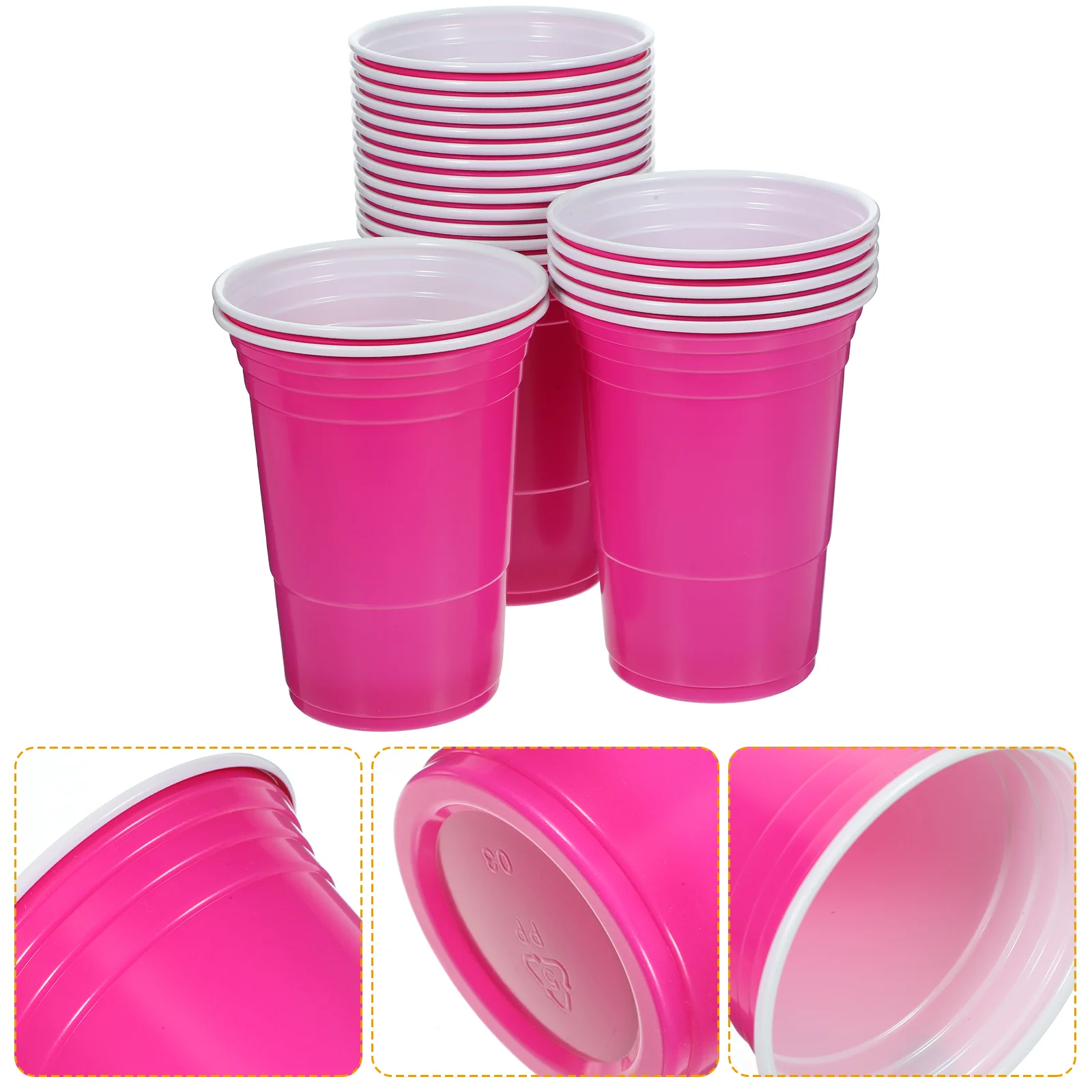 Vasos desechables de plástico para decoración de fiestas de cumpleaños, vasos de fruta, 20 piezas, rosa roja, 16oz