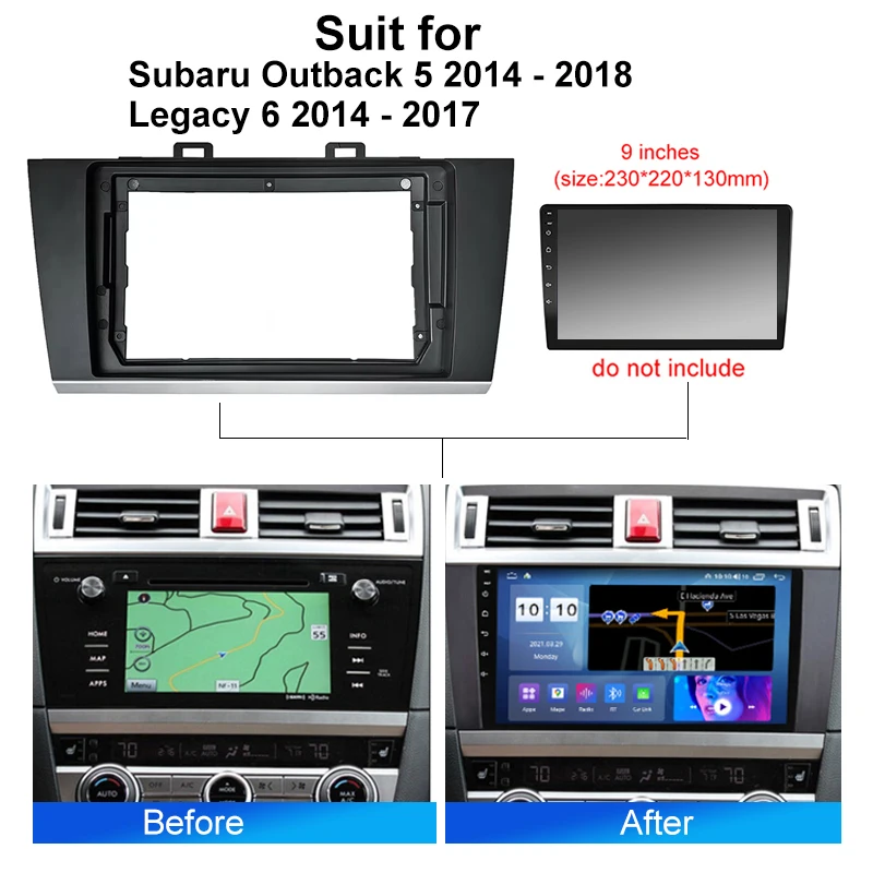 9 بوصة سيارة فآسيا الإطار محول أندرويد راديو الصوت داش تركيب لوحة عدة لسوبارو Outback 5 ليجاسي 6 2014 2017 #3
