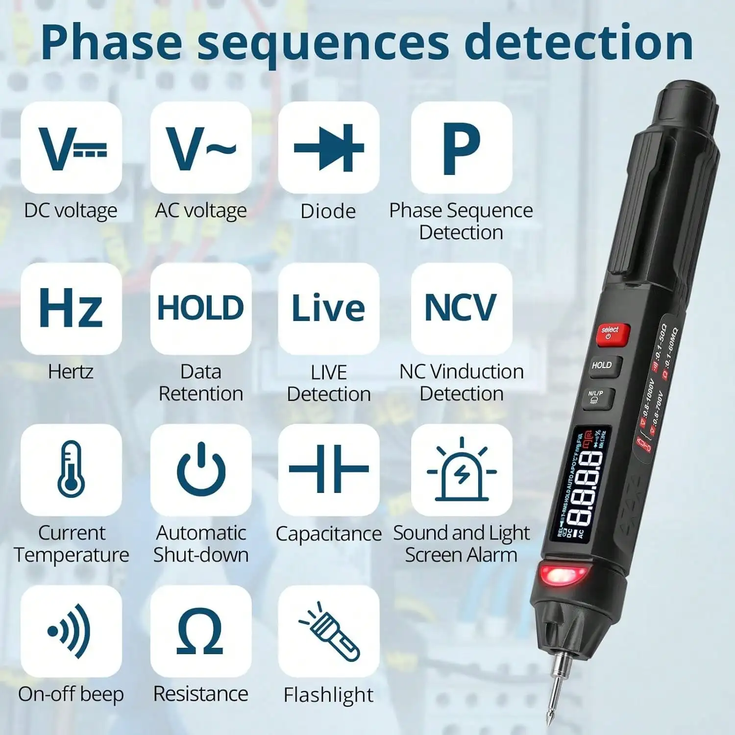 3-In-1 Digital Multimeter  Professional TRMS 6000 Counts Automatic Identification Electric Pen Multimeter for AC Voltage Test