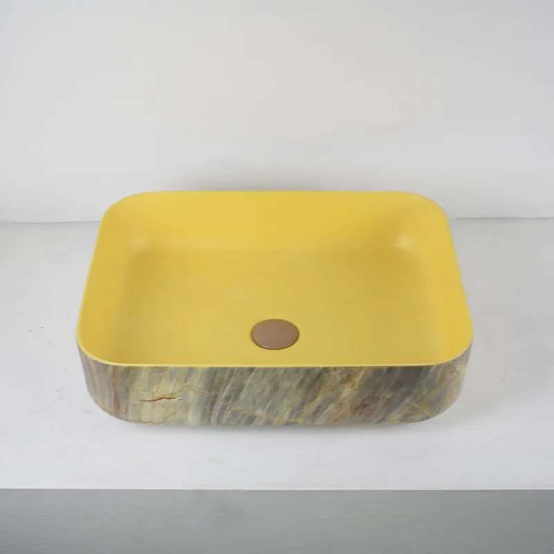Nordic Ceramic Table Basin Wash Basin  Bathroom Washbasin Balcony Washbasin Rectangular Marble Pattern