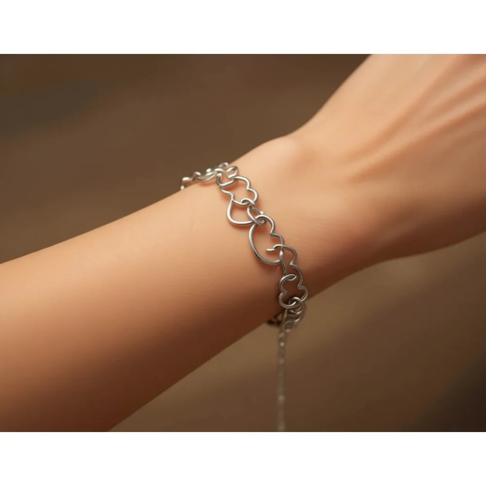 

Браслет-цепочка с сердечками из серебра 925 пробы, 5 мм, для женщин, сделано в Италии