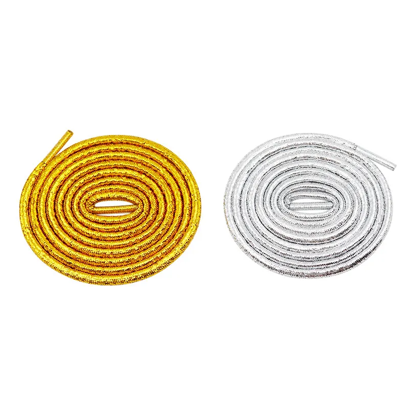 

Weiou Kids Lace Children Golden Silver Tape 4.5MM Round Rope Girl Boot Sneaker Decoration Metallic Yarn Strings Shoes Accessory
