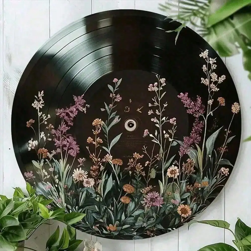 CIFBUY Wildflower Vinyl Record Wall Art 12 Inch Retro Vintage Floral Decor Gift For Bedroom Garden