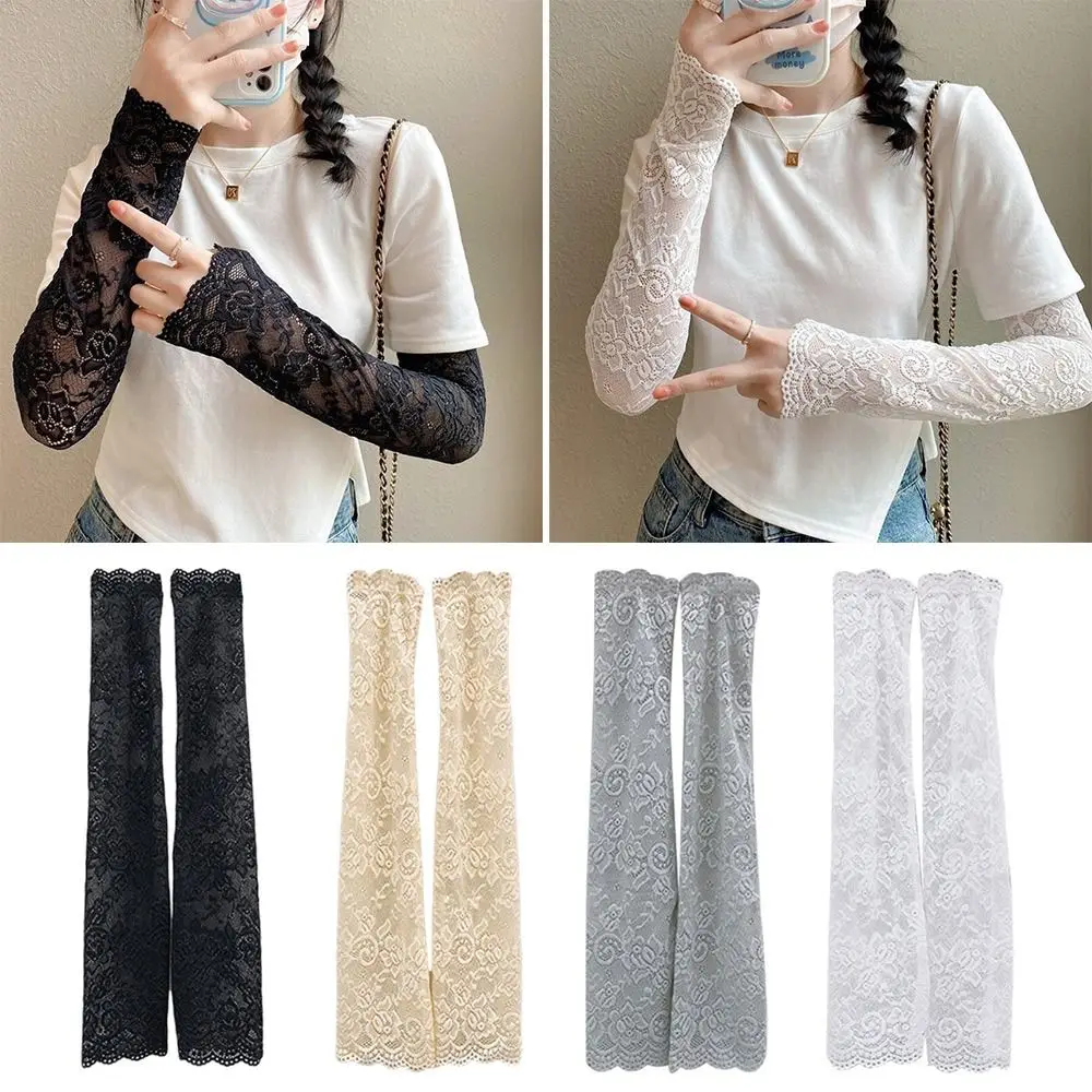 

1Pair Cooling Summer Arm Sleeves Lace Sports Sun Protection Arm Cover Outdoor Running Cycling Driving Gloves Men Women