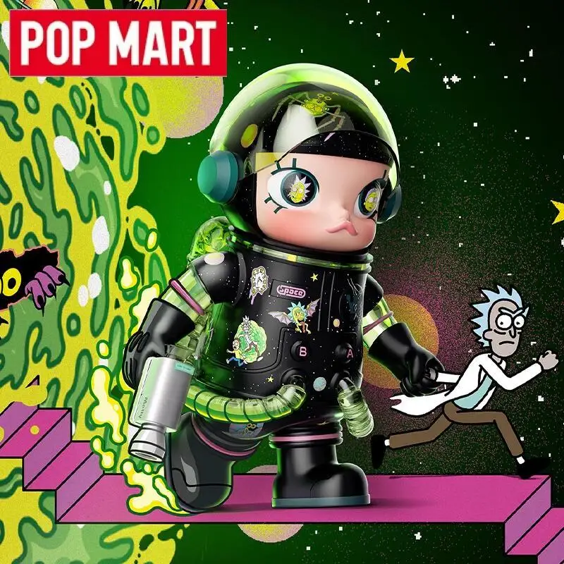 POP MART MEGA SPACE MOLLY 400% serie Rick y Morty Linda figura de Anime caja ciega adornos colección de regalos bolsa de adivinación juguetes muñeca