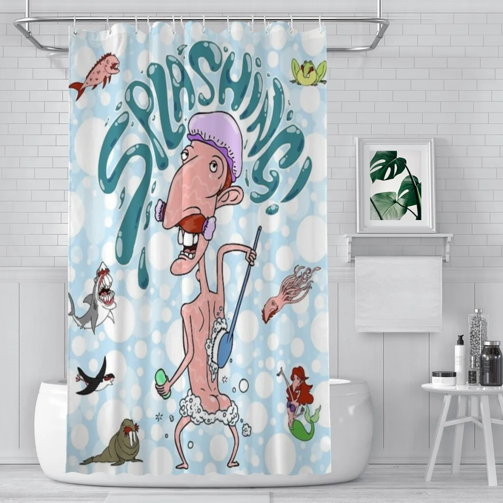 

Nigel Thornberry SPLASHING! Unique decor Modern Fabric Bathroom Shower Curtains art design Print Curtain