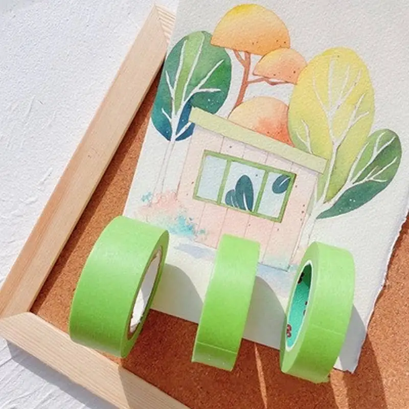 Green Watercolor Masking Tape 15Yards Adhesive Painting Paper Art Tools For Gouache Painting Drawing Art Supplies