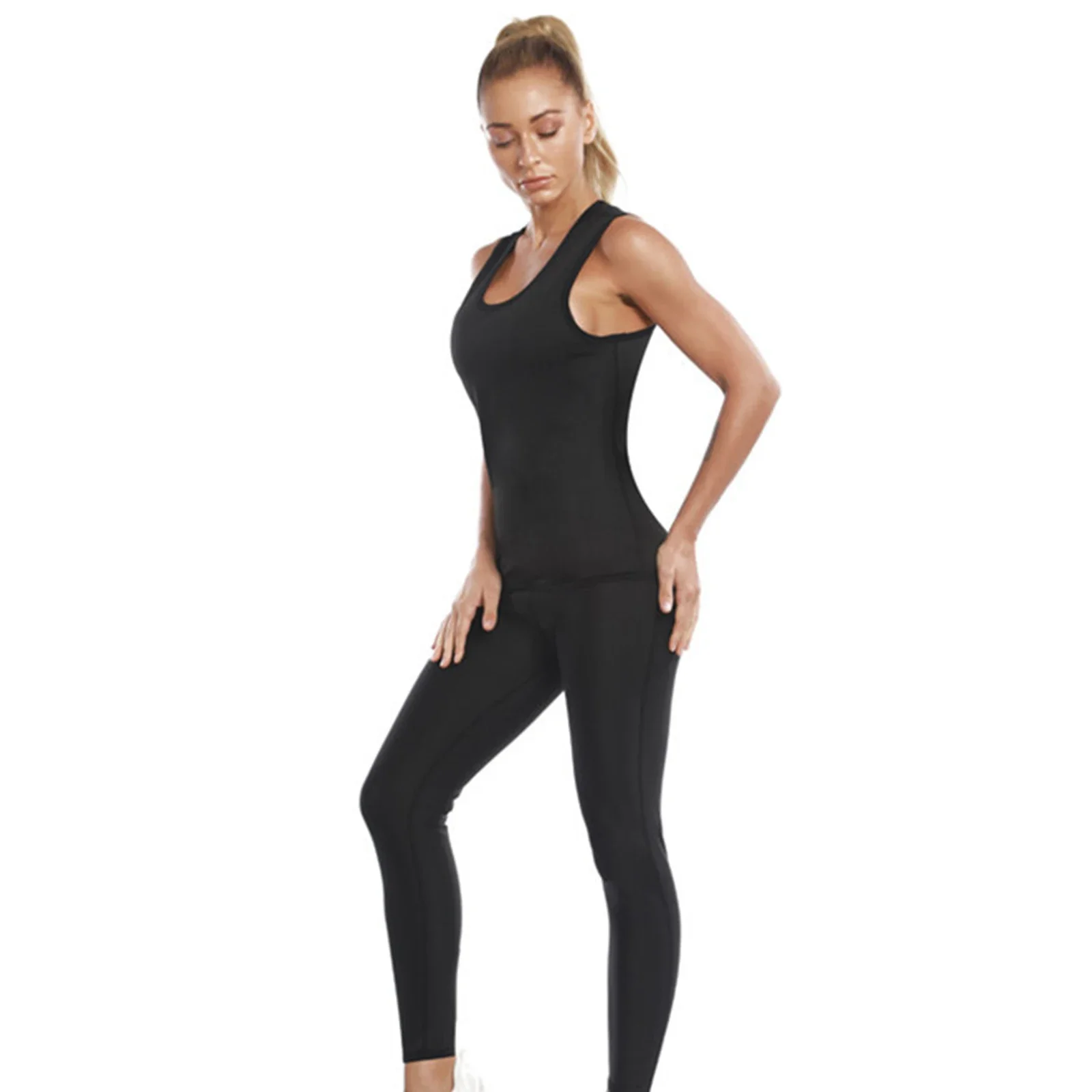 1pc Sauna costume débardeur femmes-chaleur piégeant la sueur Compression gilet, haut Shapewear, exercice de gymnastique polyvalent débardeur Yoga gilet