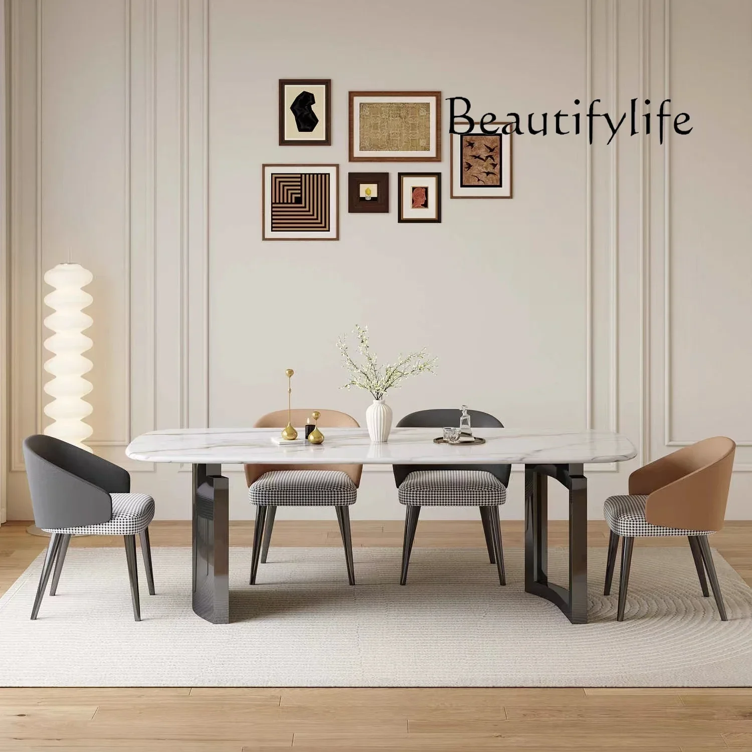 NLight Luxury Simple Marble Dining Table Super Crystal Stone Dining Table And Chair Household Dining Table And Chair Combination