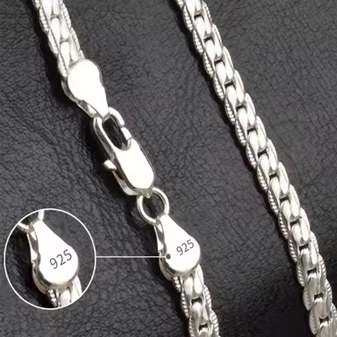 20-60cm Silver Color Luxury Brand Design Noble 6mm Necklace Chain For Woman Men Fashion product image