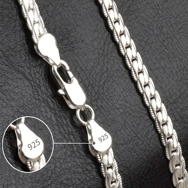 20-60cm srebrny kolor luksusowy markowy Design szlachetny 6mm naszyjnik łańcuszek dla kobiet moda męska biżuteria zaręczynowa ślubna