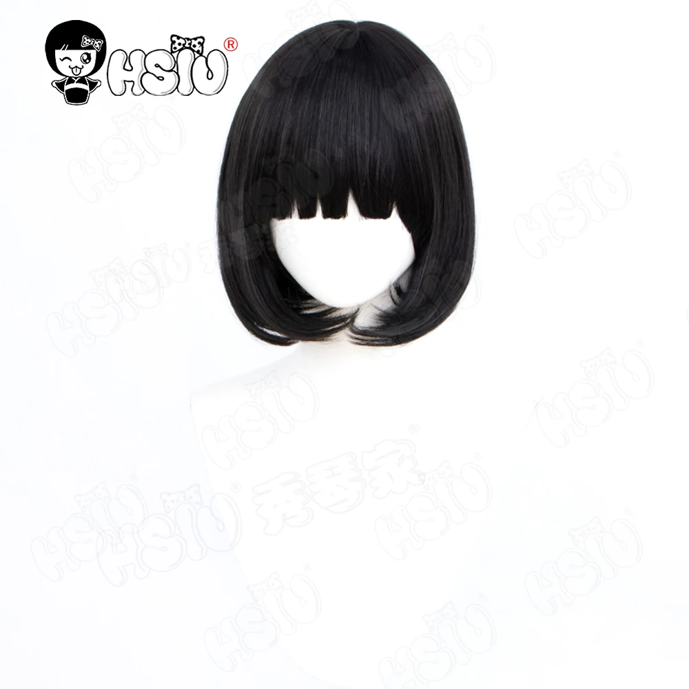 Wig Cosplay Katheryne HSIU 35cm Wig sintetis tahan panas rambut hitam pendek Wig Cosplay permainan Genshin Impact Katheryne