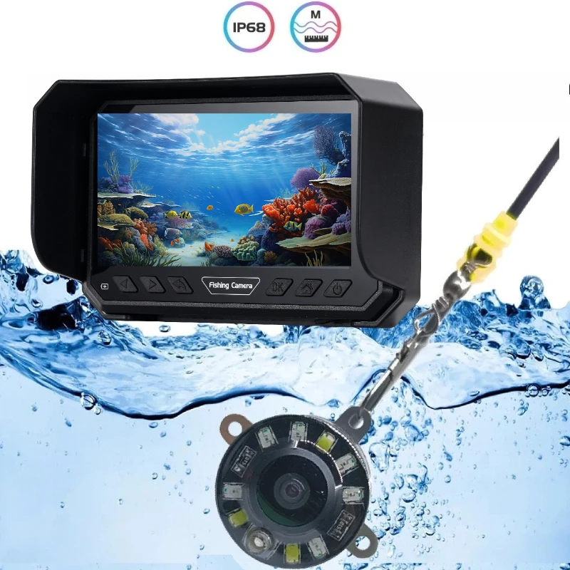 

Ice Fishing Camera 5"HD Monitor Real-Time Depth&Temp, 8000mAh Battery,IP66 Waterproof Underwater Camera for Lake/Sea Fishing