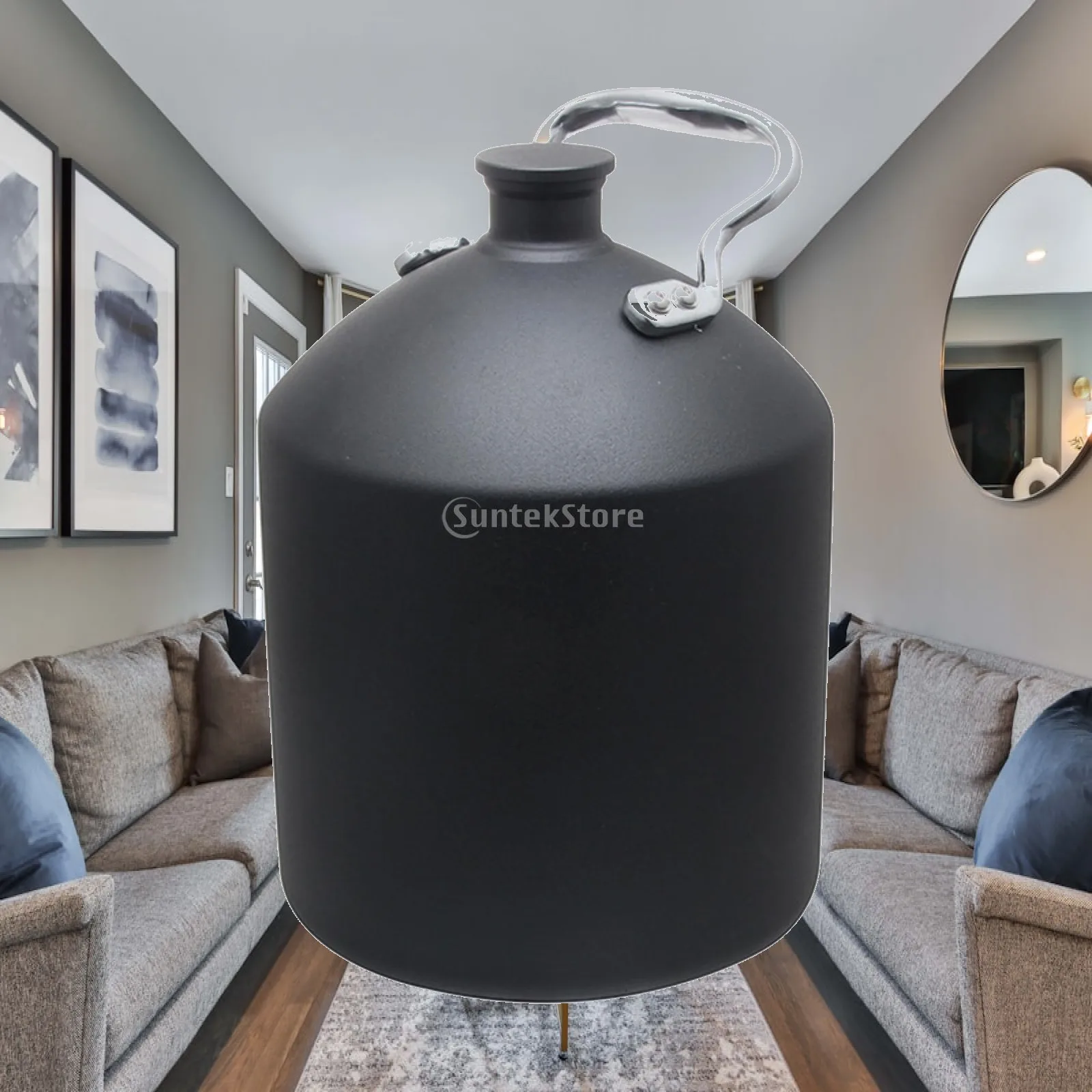 Reusable Beer Brewing Vessel with Airtight Screw Top and Metal Handle for Liquor Storage