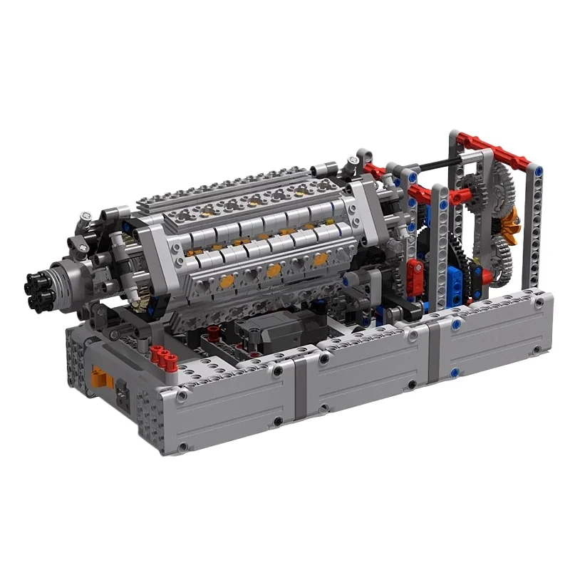 

Children's Building Block Electric W42 Cylinder Engine Small Particle Technology Mechanical Puzzle MOC Model Educational Toy